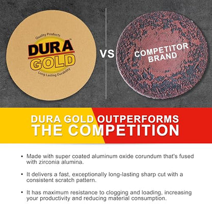 Dura-Gold 8" Gold PSA Sanding Discs, 60 Grit (Box of 10) - Self Adhesive - size: 60-Grit