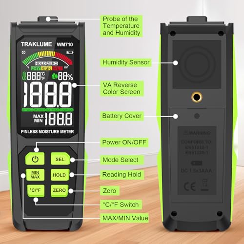 Moisture Meter for Wood Pinless Moisture Reader Firewood Moisture Tester