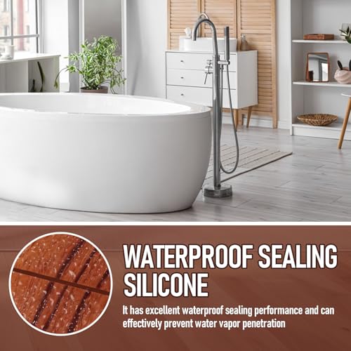 JAOJAO Brown Silicone Caulk, Waterproof & Flexible, Easy to Squeeze Tube - color: Brown