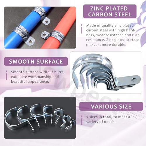 Swpeet 30Pcs 1-1/4"(32mm) Zinc Plated One Hole EMT Pipe Strap Kit, Pipe Straps U Bracket Tube Strap Pipe Clamp 1 Hole Snap On Pipe Strap Conduit Clamps Tension Clips for Fixing EMT Conduit Pipe - style: 1-1/4"-32mm