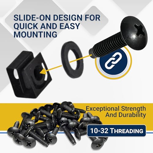 Black 10-32 Slide-on Cage Nut & Screws w/Washers | 25-Pack