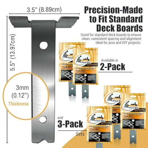 Steel Deck Spacing and Fastening Tool 2 Pack for Use with 5-1/2 Inch Deck Boards | Works for Treated Wood or Composite Decking | Deck Jig for Professional Neat Finish | Made in USA