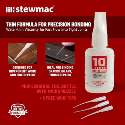 StewMac Super Glue No. 10 Thin, 1 oz - Guitar Glue - size: No. 10 Thin