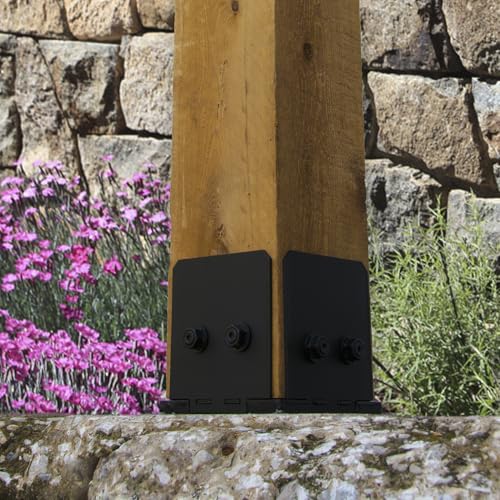 OZCO Ironwood Post Base Kit, 6in x 6in, 1 Kit with Hardware, Black - size: 6x6, style: Ironwood