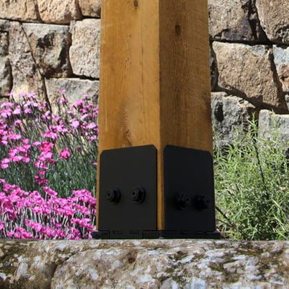 OZCO Ironwood Post Base Kit, 6in x 6in, 1 Kit with Hardware, Black - size: 6x6, style: Ironwood