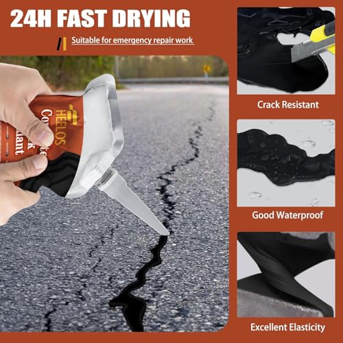 Concrete Crack Filler,2Pack High Elasticity Driveway Crack Filler,Self Leveling Waterproof Asphalt Crack Sealant Repair Sealer for Blacktop Concrete Cement - color: black