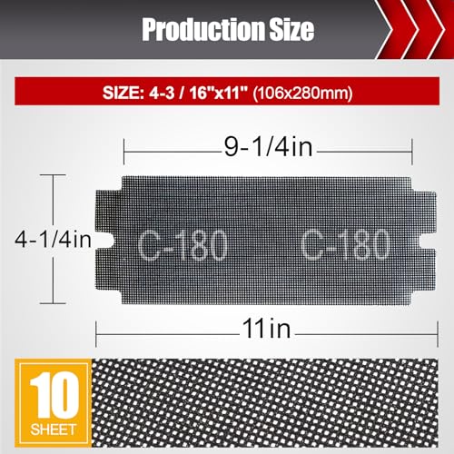 BOSHCRAFT 180 Grit Sanding Screen Mesh Sheet, 15 Pcs Drywall Sandpaper Assortment Wet or Dry Sandpaper for Wood Metal Automative Hand Sander Pole Sander 4-3/16" x 11" - style: 180 Grit-15pcs