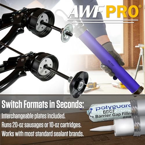 AWF PRO Sausage Caulking Gun 20 oz, 12:1 Thrust Ratio - size: 12:1 Thrust