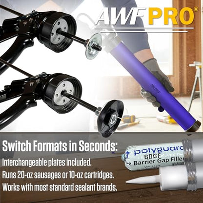 AWF PRO Sausage Caulking Gun 20 oz, 12:1 Thrust Ratio - size: 12:1 Thrust