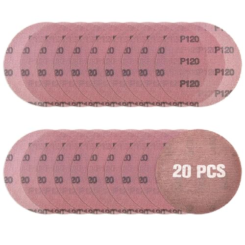 5 Inches 120 Grit Mesh Sandpaper 20 Pieces Hook and Loop Sanding Discs for Orbital Sander, Anti-Clogging Mesh Abrasive Dust Free Net Sandpaper Abrasives Sander Pads for Wood, Metal, Drywall - style: 5" x 120 Grit