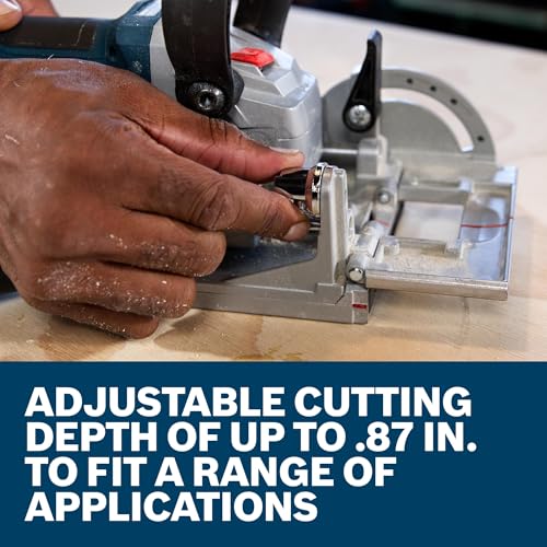 BOSCH GFF18V-086N 18V Brushless Biscuit Joiner - Cordless Woodworking Tool for Accurate Joints, Adjustable Cutting Depth, Dust Extraction Port, Ergonomic Design for Cabinetry & Furniture Making