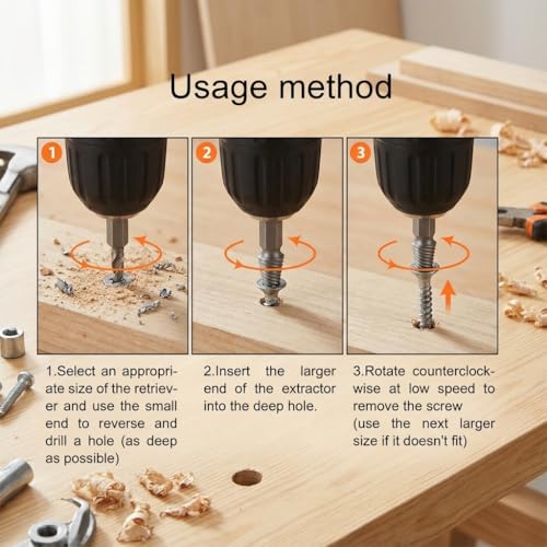 Generic 6pcs Damaged Screw Extractor Set, Drill Bit Tools for Easy Removal of Rusty Broken Screws, Nuts & Bolts, Silver-6pcs - color: Silver