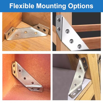 30 Pack Stainless Steel Corner Braces Heavy Duty L Brackets for Wood,Universal Furniture Corner Connectors for Shelves,Tables, Cabinets, Drawer, Chair,Metal Angle Corner Brackets with Screws