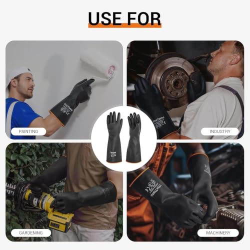 ThxToms Chemical Resistant Gloves, 28 Mil Heavy Duty Latex, 18 Inch, 1 Pair - color: 18"