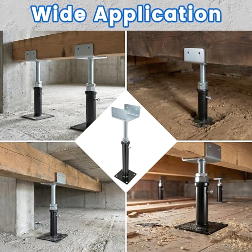 U-Shaped Floor Jack for 4x2, 4x4, 4x6 Joists - Adjustable Steel Telepost Mini Screw Jack U-Head, 11" - 14.5" Adjustment Range, 2 Pack - size: 11" - 14.5"