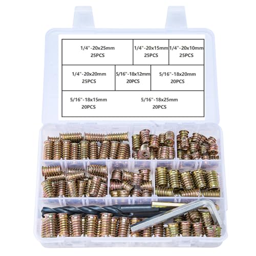 180Pcs 1/4"-20 Nut Inserts 5/16"-18 Wood Threaded Fastener for Furniture - color: 180 Pcs 1/4"-20 & 5/16"-18 Mixed Set