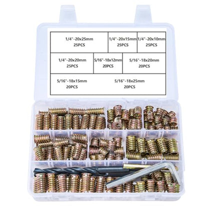 180Pcs 1/4"-20 Nut Inserts 5/16"-18 Wood Threaded Fastener for Furniture - color: 180 Pcs 1/4"-20 & 5/16"-18 Mixed Set