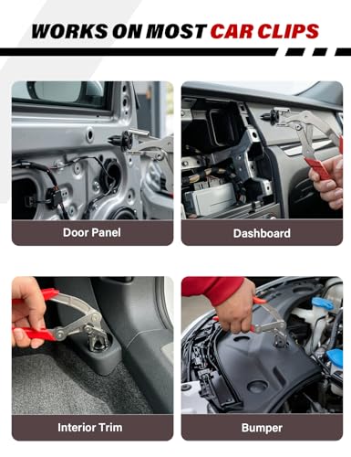 Car Clip Pliers, Damage-Free Clip Removal Pliers for Plastic Push Pins, Panel Clip Removal Tool for Door Trim, Interior Panel & Bumper Clips