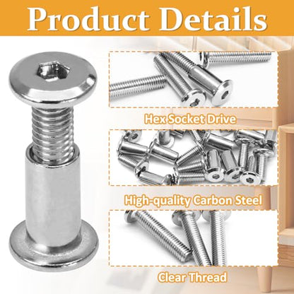 Biaungdo M6x20mm Silver Hex Drive Socket Cap Bolt, 15 Sets - color: Silver, size: M6x20mm
