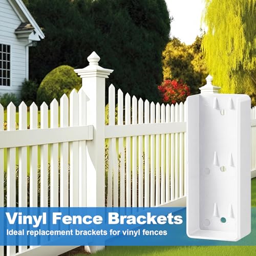 Nuanchu 10 Pcs Vinyl Fence Brackets White 2"x6" - size: 2" x 6"