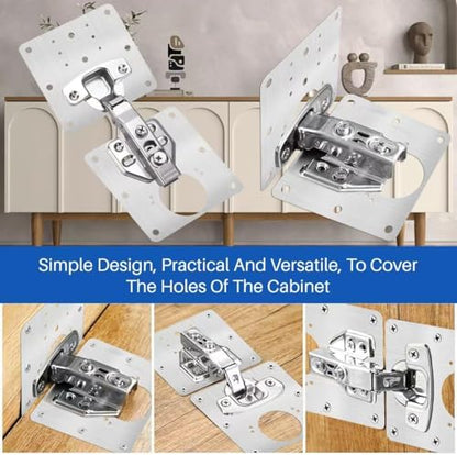 4PCS Cabinet Hinges Repair Plate | Door Hinge Repair Brackets Kit