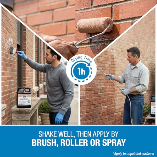 Rainguard Water Sealers Brick Sealer, Penetrating Protection Against Rain and Moisture Damage, For All Brick and Mortar Surfaces, Silane/Siloxane Waterproofer, Natural Finish, Makes 2 Gallons - style: 32 fl oz makes 2 Gallons