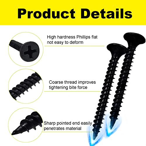 #6 x 2 Flat Head Self-Tapping Wood Screws for Heavy-Duty Framing(200PCS) - size: #6 x 2'' (200Pcs)