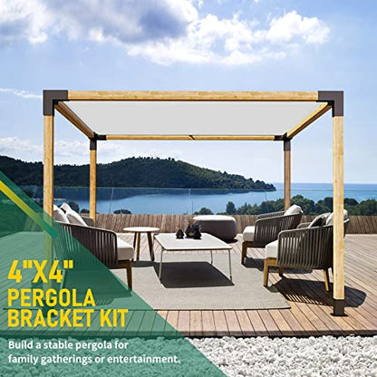 4"x4" Pergola Bracket Kit 4pcs,3-Way 90°Right Angle Corner Brackets - size: 4PC 3-Way Pergola Brackets
