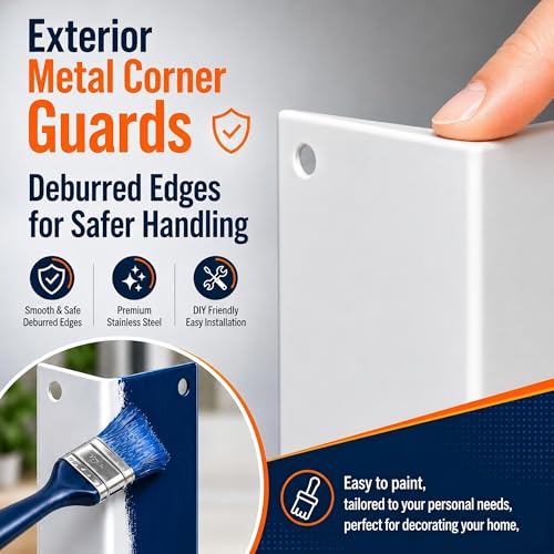 Stainless Steel Vinyl Siding Corner Guards- 2 Pack 11.8x3.4x3.4 Cap Trim - color: White
