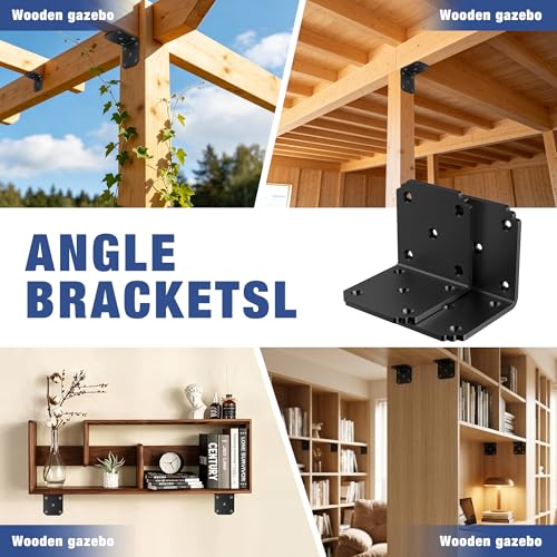 4"x4"x3.5" L Bracket for Wood,90 Degree Pergola Post Brackets,Black,8 Pack - color: 4 x 4 x 3.5-8PCS