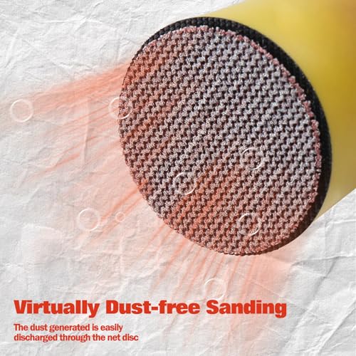 2 Inch Mesh Abrasive Mesh Sandpaper Hook and Loop Sanding Discs 240 Grit, Pack of 35 Dust Free Net Sandpaper Abrasives Pads Drywall Sander Sandpaper for Metal, Wood, Composites, Brownish red - style: 240 Grit