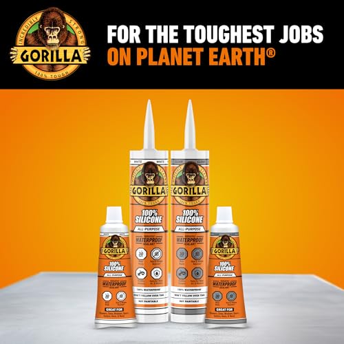 Gorilla 100% Silicone Waterproof Caulk, Clear, 10 oz Cartridge - color: Clear, size: 10oz