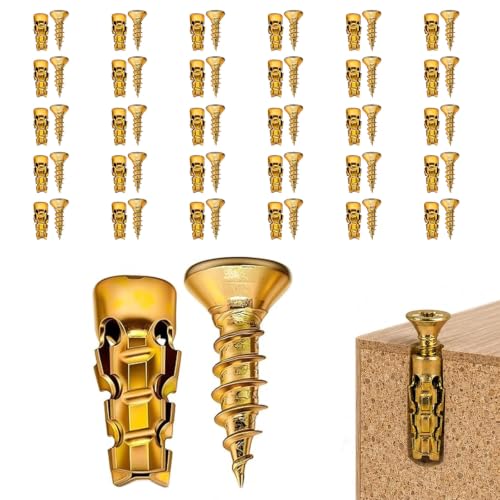6×14mm Short Expansion Screw Set for Cabinet Door Hinge Fastening 30 Sets