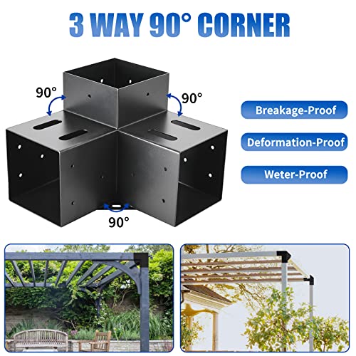 4 Pcs 4"x 4" Pergola Brackets(Actual Fit :3.6"x3.6") Post - size: 3-Way 4x4 Inch