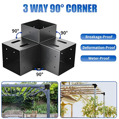 4 Pcs 4"x 4" Pergola Brackets(Actual Fit :3.6"x3.6") Post - size: 3-Way 4x4 Inch