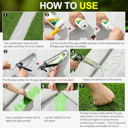 Threlaco 2 Tubes Artificial Grass Turf Glue 10 oz Seam Adhesive Synthetic