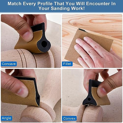 Flexible Contour Sanding Block 14-Pack Rubber Sanding Pad Kit