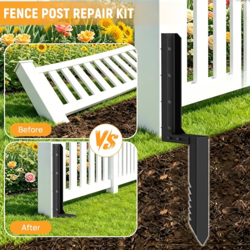 2PCS Fence Post Repair Kit with Serrated Design & Adjustable Width