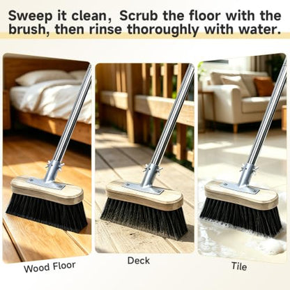 Deck Stain Brush Applicator Kit with 7.5" Stain Brush, 50" Adjustable Extension Pole, 3" Paint Brush, Tray with Liners, Wood Staining Tools for Deck, Fence, Wall, Floor and Furniture