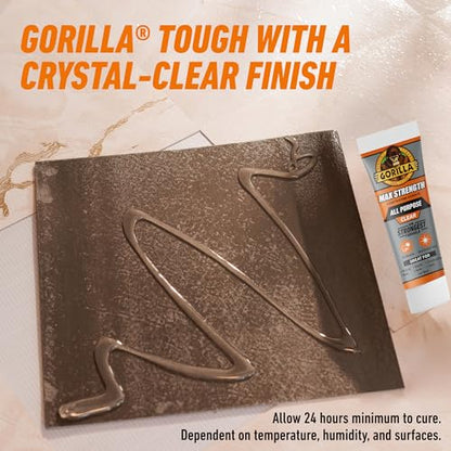 Gorilla Max Strength Construction Adhesive, 7 oz Squeeze Tube (Pack of 6), Clear, Waterproof Gap-Filling Formula for Wood Metal Tile Stone Glass Mirror Indoor Outdoor, Paintable Sandable - size: 7oz (Pack of 6), style: 1 Pack