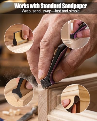 11 Pcs Contour Sanding Grips Set, Hand Detail Blocks for Woodworking