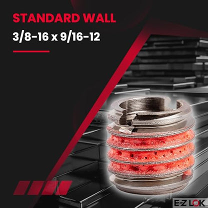 E-Z LOK Thread Insert, 0.375-16 Internal, 0.5625-12 External, 5 ct - size: 3/8"-16 IT, 9/16"-12 ET, 0.515" L, style: Pack of 5