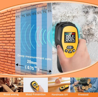 Pinless Moisture Meter, Digital Wood Moisture Meter for Lumber & Drywall - color: Black Orange