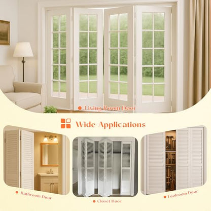 Bifold Door Hardware, 36" Bifold Closet Door Track Replacement Kit, Folding Pocket-Door Hardware Repair Kit with Pivot, Guide Wheel and Bracket,Closet-Door Track for Bedroom, Laundry Room - size: 36 Inch