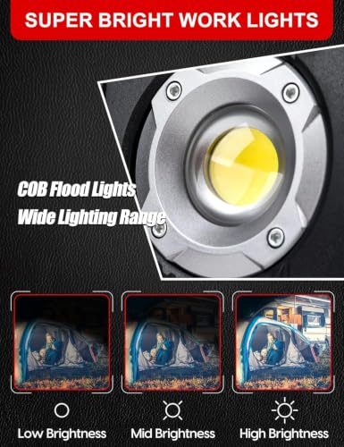 Adiding 4400mAh Rechargeable LED Work Light, Portable Underhood Work Lights - color: Red