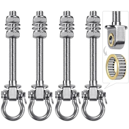 SELEWARE 4 Pcs Stainless Steel Bearing Swing Hangers Heavy Duty Swing Hooks - color: 4 Pack Bearing Hangers (5" X M2/5" Threaded Rod)