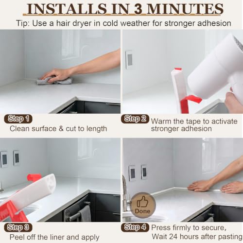 240 Inch Flexible Quarter Round Molding, Peel and Stick Trim - size: 236in