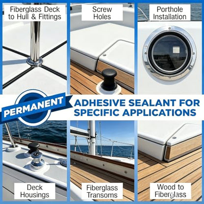 5200 Marine Sealant Adhesive Fast Cure - Permanent, Watertight Bonding and Sealing - UV Resistant, Above & Below Waterline- for Boats, Hulls, Decks & RVs,Pond Sealant 3oz (2Pack Black) - color: 2Pack Black