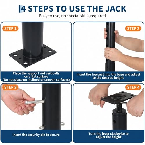 Adjustable Jack Post 56"-100", 2Pack House Floor Jack, 18000LBS House Jacks - color: Black/56"-100"