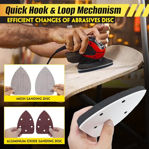 5 Pack Mouse Detail Sanding Interface Pad Hook and Loop - Triangle Sanding Pads with 5 Holes Foam Interface - Mouse Sander Sandpaper Backing Pad for Flexibility & Balancing Sanding Pressure